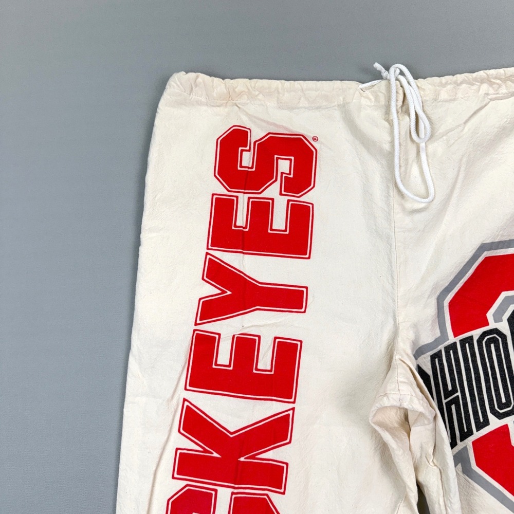 Sweet Sacks Ohio State Buckeyes OS Cream Cotton Drawstring Shorts Vintage Brutus - Picture 3 of 12
